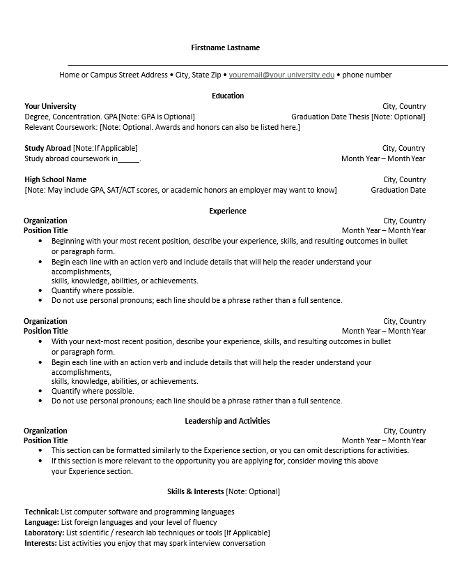 Bullet Resume Template